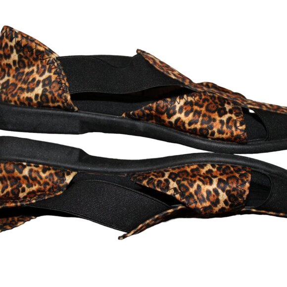 Spandex Sandals Animal Print Leopard Fabric, Rubber Sole, Strappy, Size 8 Wide - Picture 7 of 7